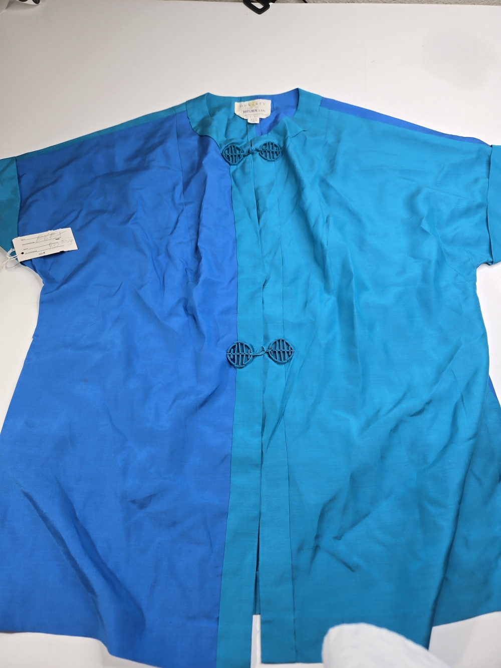 Vintage Two-Tone Blue Mandarin Collar Tunic Jacket 1970's